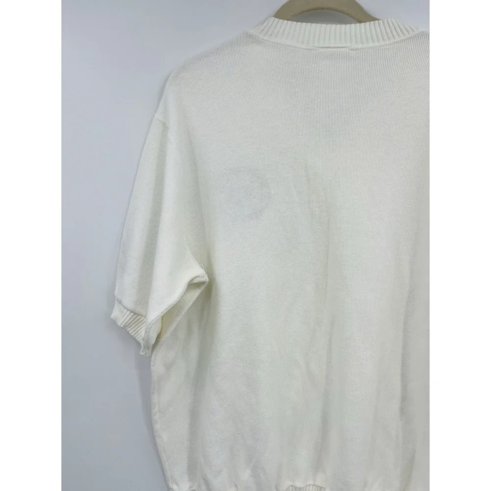 Vintage Royal Caribbean Cruise Club Sweater Short Sleeve V-Neck XL Cotton USA